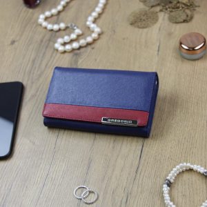 Gregorio Kožená modro-červená dámska peňaženka v darčekovej krabičke
