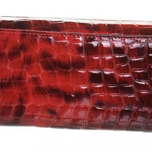 Kožená dámska hrubá peňaženka RFID červená v darčekovej krabičke