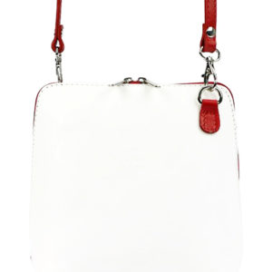 Kožená malá dámska kabelka bielo-červená