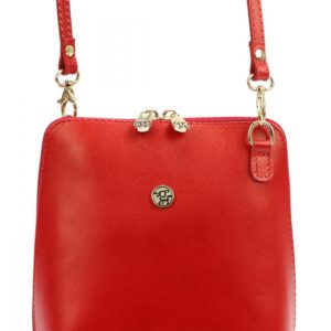 GREGORIO Kožená malá dámska kabelka červená