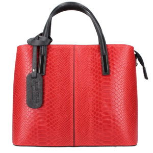 Kožená červená dámska kabelka do ruky v kroko designu Merle