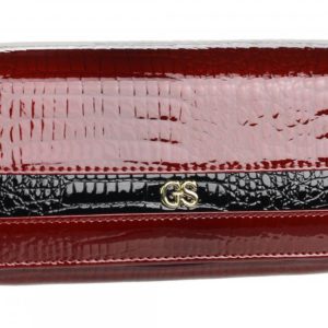 GROSSO Kožená dámska lakovaná kroko peňaženka RFID červená v darčekovej krabičke