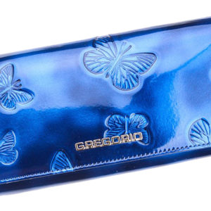 Gregorio Kožená modrá dámska peňaženka s motýľmi v darčekovej krabičke