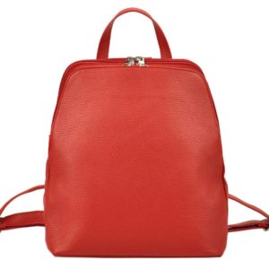 Kožený červený dámsky módny batôžtek s dvoma oddielmi