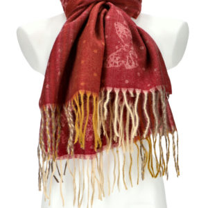 Dámsky červený teplý dlhý zimný šál 200×70 cm